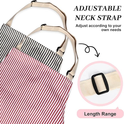 2Pack Adjustable Kitchen Apron for Women Men with 2 Pockets，Cotton-Polyester Blend Bib Aprons for Cooking,Baking - Image 5