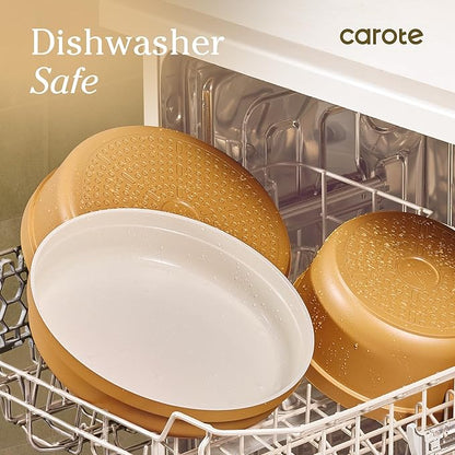 Carote 20pcs Ceramic Cookware Set with Detachable Handles, Pots and Pans Set Non Stick, RV Kitchen Cooking Pot and Pan, Dishwasher Safe, Non-toxic Induction Cookware PFAS and PFOA Free,Orange - Image 7