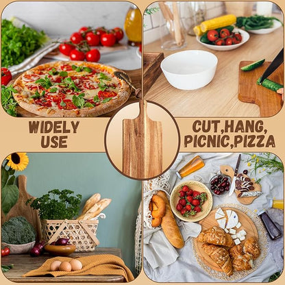 Tanlade 12 Pcs Wood Cutting Board Set Cutting Board with Handle Chopping Serving Board Butcher Cutting Block for Valentines Mother's Day Wedding Housewarming Gift, 16'' x 10'', 16'' x 5'' (Acacia)
