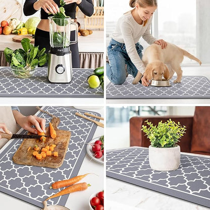 WISELIFE Dish Drying Mat Super Absorbent Drying Mat Large Dish Drying Mats for Kitchen Counter Easy Clean Dish Mat Kitchen Drying Mat18"x 36" Stylish Grey - Image 6