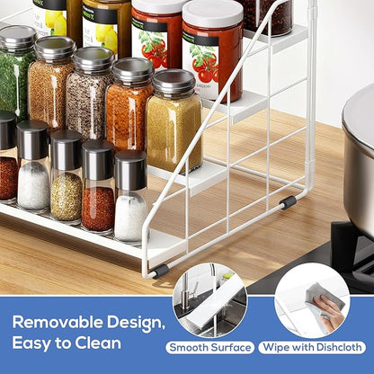 Spice Rack Organizer for Cabinet, 4 Tiered Spice Rack Organizer, Tiered Adjustable Spice Shelf for Kitchen (White-1Pcs) - Image 4
