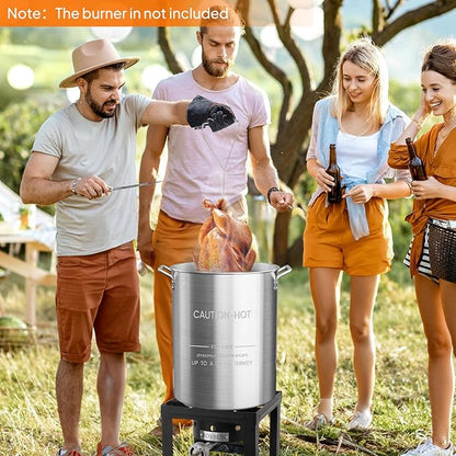 ROVSUN 30QT Turkey Fryer Pot & Seafood Boil Pot with Strainer Basket, Lid, Hook & Steamer, Aluminum Stockpot for Turkey Frying & Crab, Lobster, Shrimp Boiling for Outdoor Cooking & Gatherings - Image 7