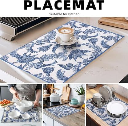 Dish Drying Mat Floral Print Microfiber kitchen drying mat, 20x15 inches, Dish Drying Mats for Kitchen Counter, Super Absorbent, Anti-Slip, Fast Drying, Kitchen Must-Have - Image 6