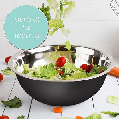 WHYSKO Meal Prep Stainless Steel Mixing Bowls Set, Home, Refrigerator, and Kitchen Food Storage Organizers | Ecofriendly, Reusable, Heavy Duty (Black) - Image 3
