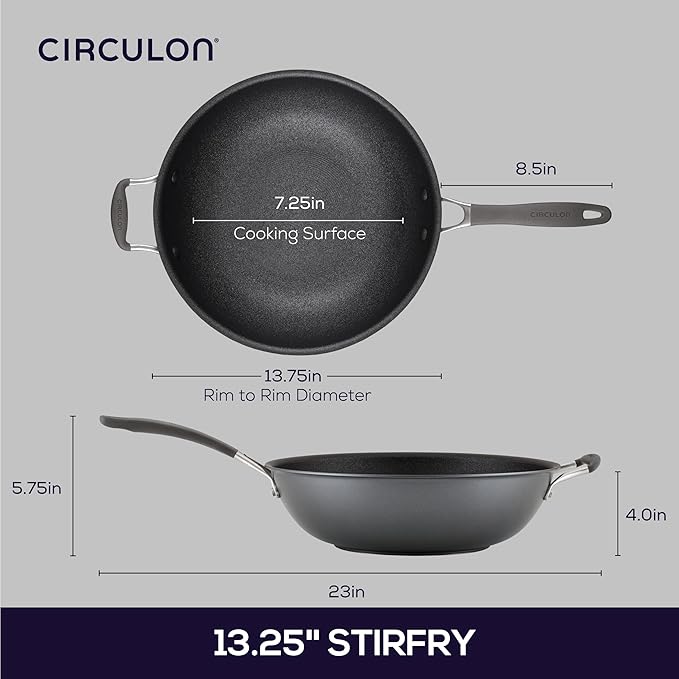 Circulon A1 Series with ScratchDefense Nonstick Induction Cookware Stir Fry Pan, Wok Pan, 13.25-Inch, Graphite - Image 3