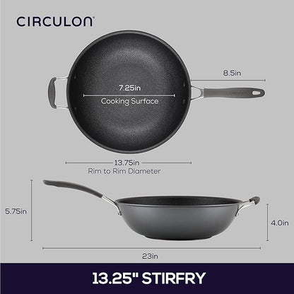 Circulon A1 Series with ScratchDefense Nonstick Induction Cookware Stir Fry Pan, Wok Pan, 13.25-Inch, Graphite - Image 3