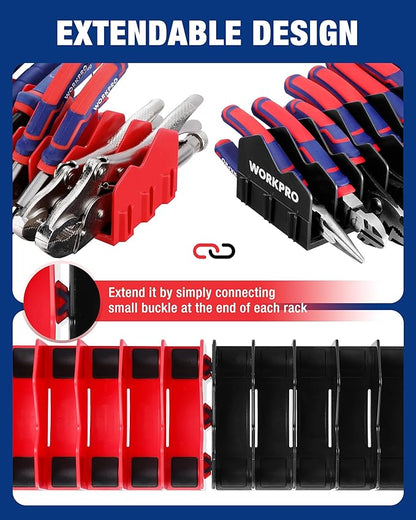 WORKPRO 2-Pack Plier Organizer Rack, Pliers Holder and Cutter Organizers with Non-Slip Rubber Base, 20-Slot Tool Box Organizer, Tool Drawer Organizer, Tool Storage, Plier Rack (Pliers Not Included)