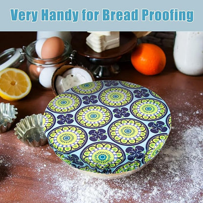 wegreeco Elastic Reusable Bowl Covers for Bread Proofing, Fabric Cloth Sourdough Bowl Covers for Proofing - Set of 3, Funky Flower