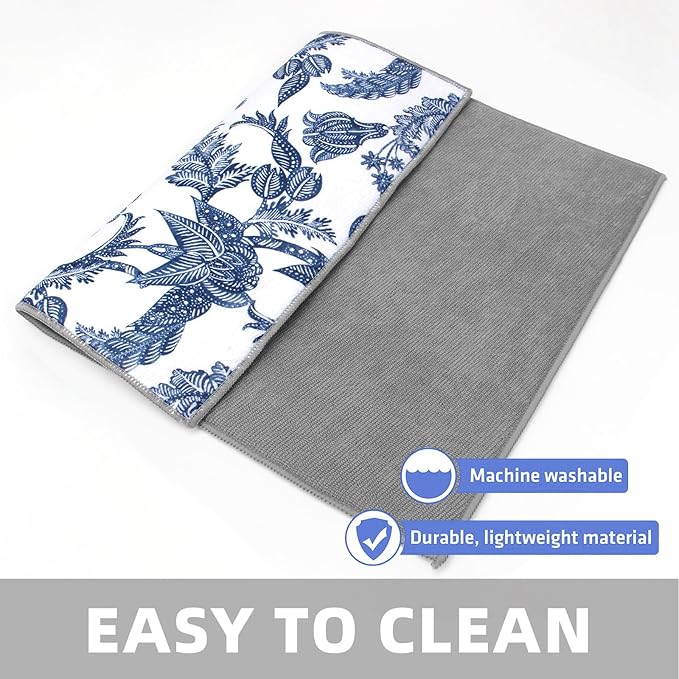 Dish Drying Mat Floral Print Microfiber kitchen drying mat, 20x15 inches, Dish Drying Mats for Kitchen Counter, Super Absorbent, Anti-Slip, Fast Drying, Kitchen Must-Have - Image 4