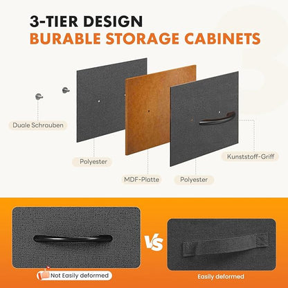 Sweetcrispy Dresser for Bedroom, Fabric Dresser with 8 Drawers, Chest of Drawers for Closet, Living Room, Sturdy Steel Frame, Wooden Top, Easy Pull Handle, Ash