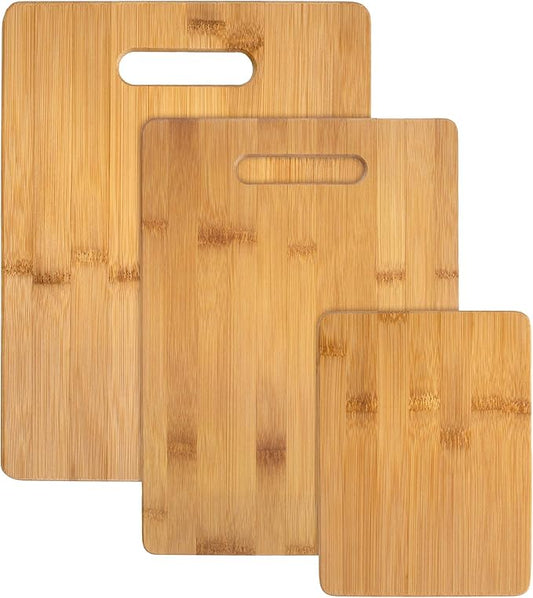 Totally Bamboo 3-Piece Cutting Board Set, Bamboo Wood Cutting Boards for Kitchen with Built-In Handles, Reversible Chopping Boards in Small, Medium, and Large Sizes by TotallyBamboo
