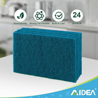 AIDEA Non-Scratch Scouring Pads, Dish Scrubber Pads for Household and Kitchen, Multipurpose Scour Pads for Cleaning, 24 Pack, 5.5in*3.5in - Image 6