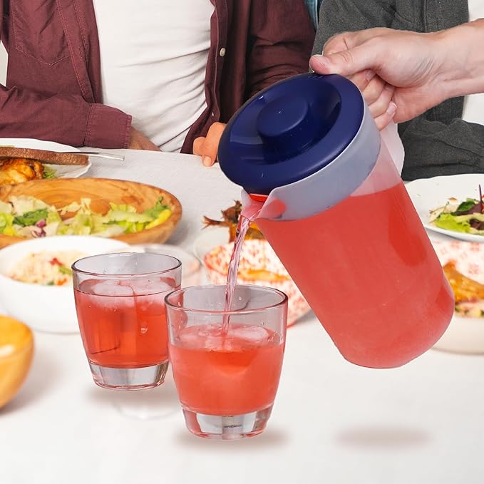 Water Pitcher with Lid 1 Gallon Pitcher, Freezer/Dishwasher Safe, BPA Free & Phthalate Free - Navy - Image 9