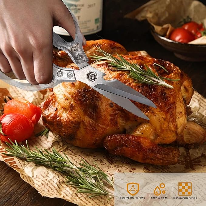 AWinjoy Heavy Duty Sharp Kitchen Scissors, Dishwasher Safe, Cooking Shears for Meat, Chicken, Fish, Poultry, Herb, Bread (Blade Gold) - Image 2