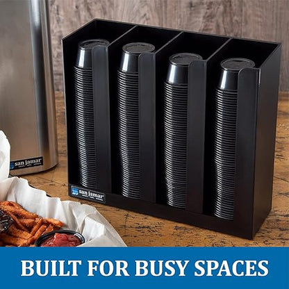 San Jamar Portion Cup and Lid Organizer Fits 2-3" Cups and Lids with Removable Dividers for Kitchen, Restaurant, and Fast Food, Plastic, 10 x 11.5 x 3.75 Inches, Black - Image 5