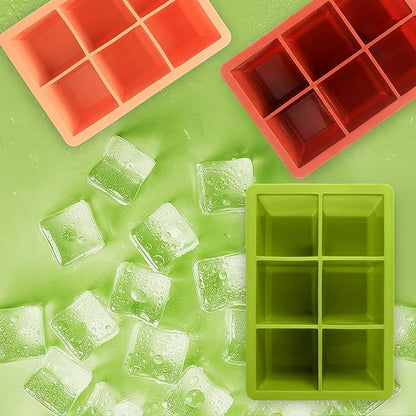 Excnorm Silicone Ice Cube Trays 3 Pack - Large Size Silicone Ice Cube Molds with Leak Proof Removable Lid Square Ice Cube Tray And BPA Free for Cocktail,Whiskey, Stackable Flexible Ice - Image 5
