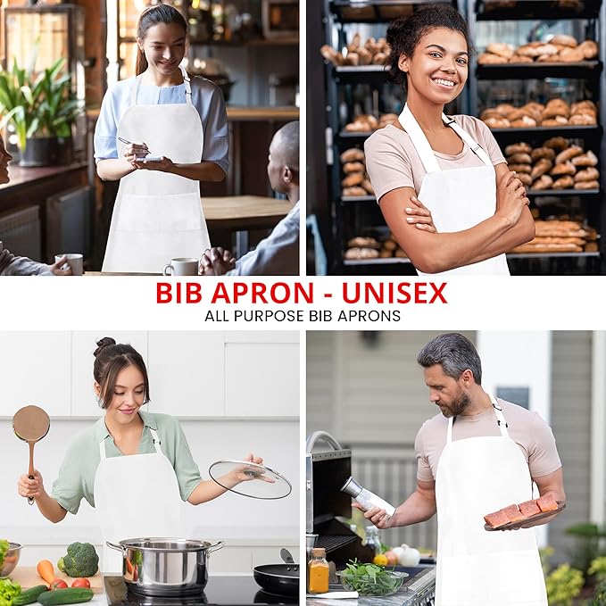 Utopia Kitchen 10 Pack Bib Apron Adjustable with 2 Pockets, Water and Oil Resistant, Cooking Kitchen Chef Apron for Women Men - Image 5