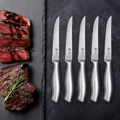 DDF iohEF Steak Knife Set, 6 Piece Steak Knife, High Carbon Japanese Stainless Steel Serrated Steak Knives - Image 6
