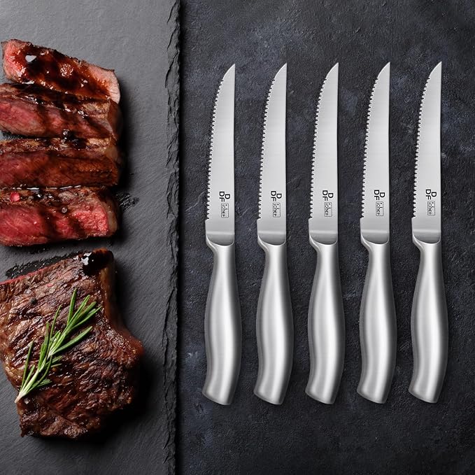 DDF iohEF Steak Knife Set, 8 Piece Steak Knife, High Carbon Japanese Stainless Steel Serrated Steak Knives - Image 6
