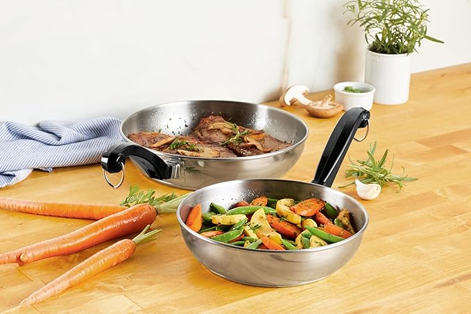Farberware Classic Stainless Steel Frying Pan Set / Fry Pan Set / Stainless Steel Skillet Set - 8.25 Inch and 10 Inch, Silver - Image 2