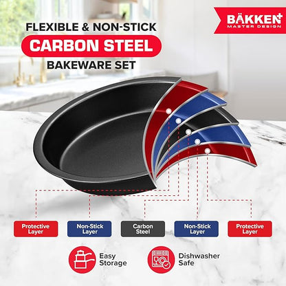 Baking Set – 10 Piece – Deluxe Non Stick Black Coating Inside and Outside – Carbon Steel Bakeware Set – PFOA PFOS and PTFE Free by Bakken - Image 3