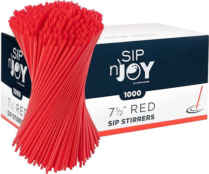 Crystalware Plastic Sip Stirrers 7 1/2 Inch 1000/box, Red by EskayProducts