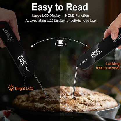 Atogou The Latest Thermocouple Food Thermometer. Faster: <1 Second Response time. More Accurate: ±0.5°F (0.3°C), IPX7 Waterproof, for Meat/Candy/Grill/BBQ etc. TH-22 Black