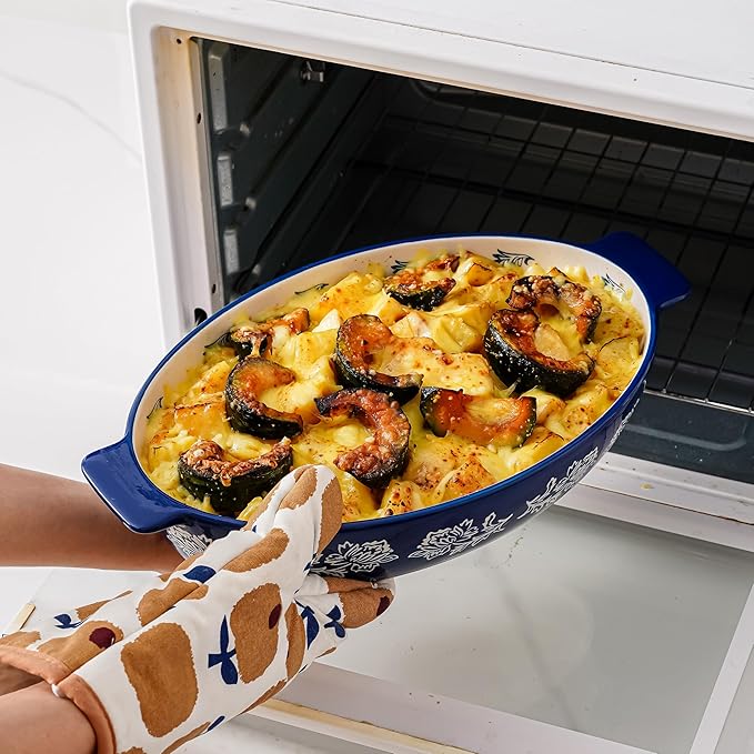 Wisenvoy Casserole Dish Baking Dish Ceramic Au Gratin Baking Dish Lasagna Pan Oval Casserole Dishes for Oven - Image 5