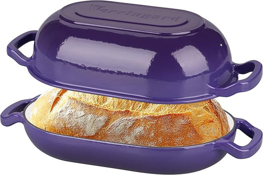 VORRINGARD Enameled Cast Iron Sourdough Bread Oven, Dutch Oven, Loaf Cast Iron Bread Pan for Homemade Bread Baking, Meatloaf Pan with Lid, 5QT, Purple by Unknown