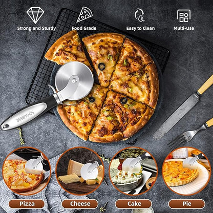 SCHVUBENR Premium Pizza Cutter Wheel - Ultra Sharp Stainless Steel Pizza Slicer with Non-Slip Soft Grip Handle - Multi-Purpose Cutter for Pizza, Dough & Pastry - Dishwasher Safe, Easy to Clean - Black - Image 2