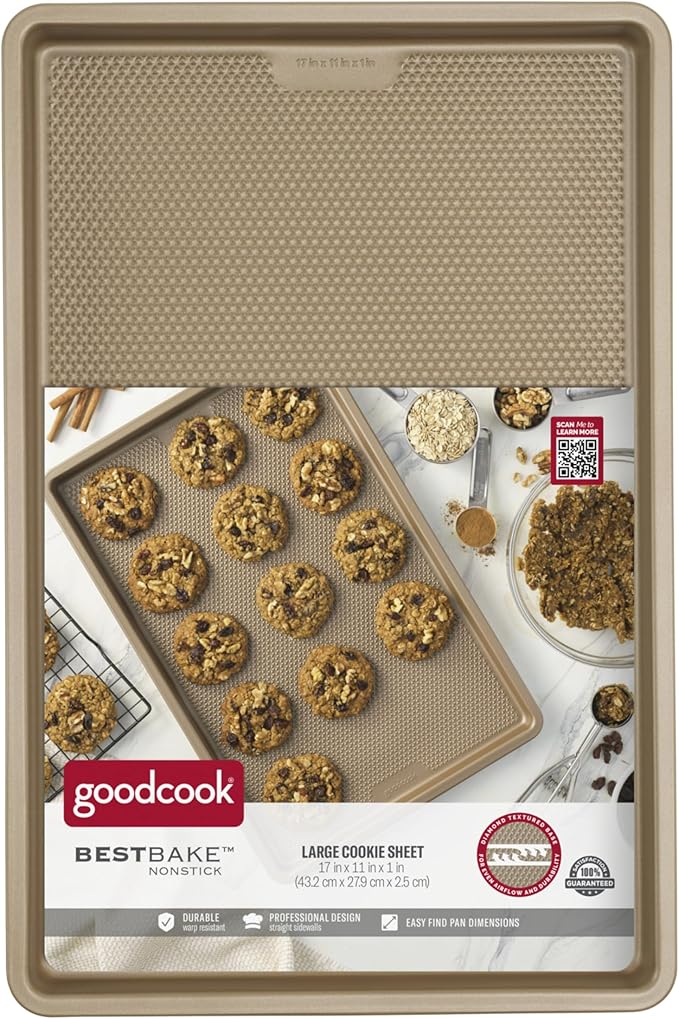 GoodCook BestBake Nonstick Textured Carbon Steel Cookie Sheet, 11" x 17", Large Baking Sheet, Even Heating, Scratch-Resistant, Non-Toxic, Durable, Ideal for Baking and Sheet Pan Dinners - Image 7