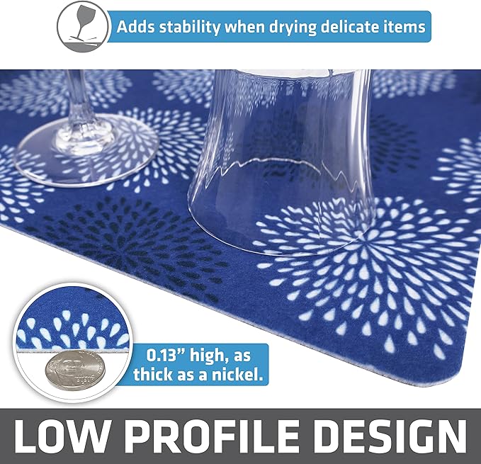 Drymate Jumbo XL Dish Drying Mat (19”x24”), Low-Profile, Super Absorbent, Quick Dry Fabric, Waterproof & Slip-Resistant, for Kitchen Counter, Trimmable, Easy to Clean (USA Made)(GoodBlue) - Image 4