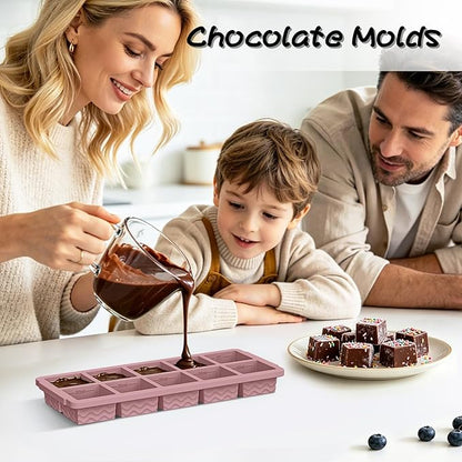 Doasuwish Ice Cube Trays with Lid, 3 Pack 10 Cubes 2 Tbsp. Silicone Ice Cube Trays for Freezer, Perfect for Freezing and Storing Ice Cubes, Chocolates, Sauces, Juices, Fruit Purees and More, BPA Free