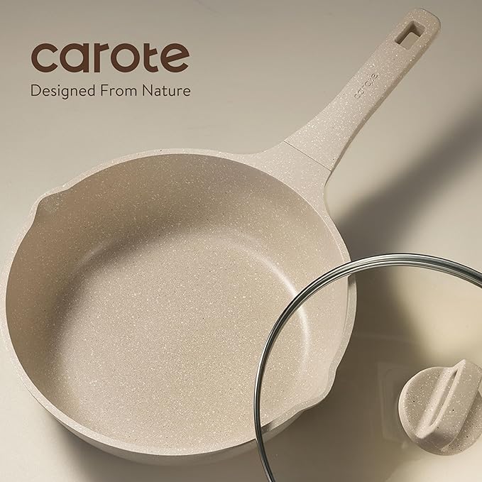 CAROTE 10Pcs Pots and Pans Set Nonstick, Induction Cookware Sets, NonStick Cooking Set, Kitchen Pots and Pans Set with Stay-Cool Handles, PFOA Free
