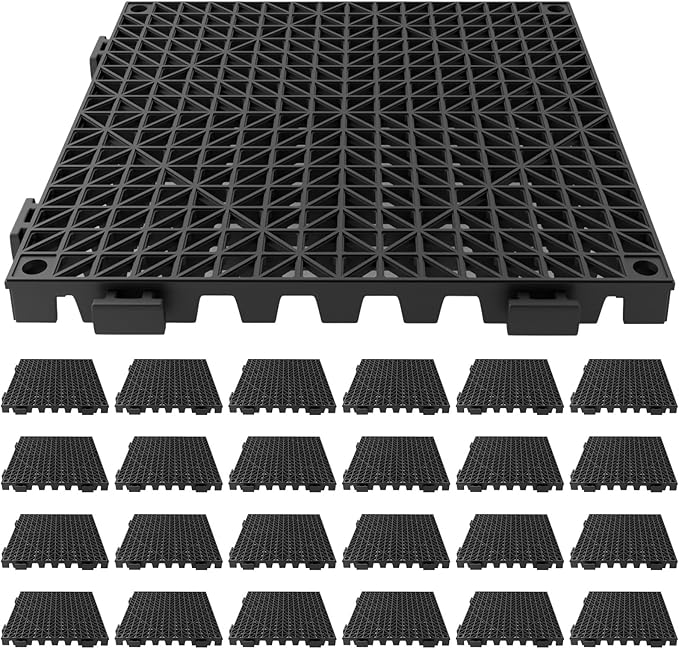 Tioncy 24 Pcs Bar Countertop Supplies Interlocking Mats 12 x 12 Inch Rubber Black Shelf Liners Bar Drying Coffee Non Slip Spills Mats for Bartending Home Cocktail Bars Restaurants by Tioncy