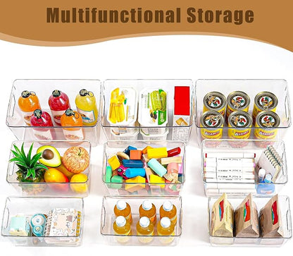 Freebat 12 Pack Organizers and Storage, Pantry Organization and Storage Bins, Cabinet Organizer, Clear Plastic Storage Containers with Handle，Acrylic Storage Bins (4 Small&4 Middle&4 Large - Image 3