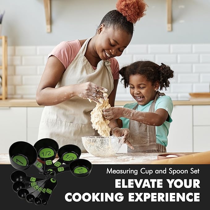Chef Craft Easy to Ready Plastic Measuring Cup Set, 10 piece set, Green - Image 5
