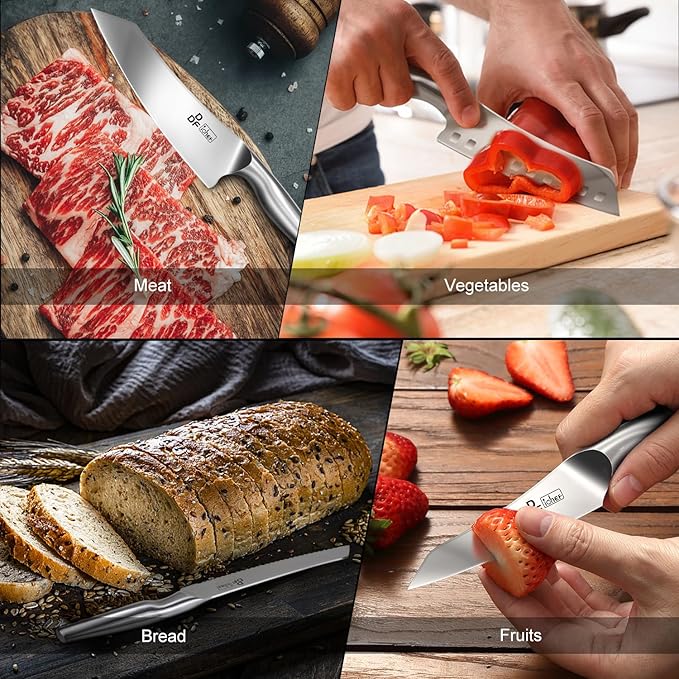 DDF iohEF Knife Set with Knife Strip, 8 Piece Professional Kitchen Knife Set, Japanese High Carbon Stainless Steel Chef Knives Set with Magnetic Knife Holder for Wall - Image 8