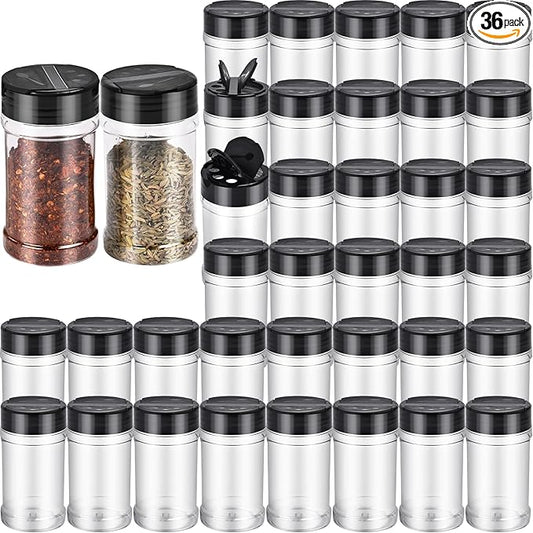 36pcs 5.5oz plastic spice jars with shaker lids, plastic spice jars,seasoning bottles,Used to store seasoning powder. by Unknown