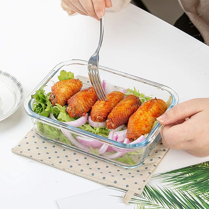 C CREST Glass Meal Prep Containers, [10 Pack] Glass Food Storage Containers with Lids, Airtight Bento Boxes, BPA Free & Leak Proof (10 Lids & 10 Containers) - Image 7