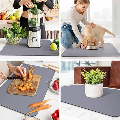 WISELIFE Dish Drying Mat Super Absorbent Drying Mat Large Dish Drying Mats for Kitchen Counter Easy Clean Dish Mat Kitchen Drying Mat18"x 28" Classic Grey - Image 6