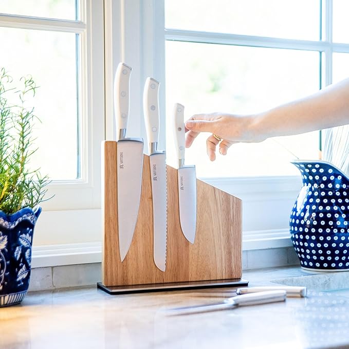 Yatoshi Knives Yatoshi Magnetic Kitchen Knife Block Set 6 Pcs White - Pro Kitchen Knife Set Ultra Sharp High Carbon Steel - Image 7
