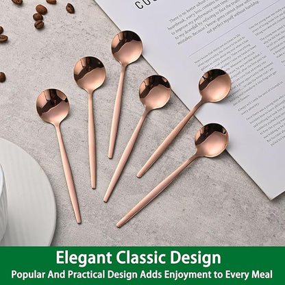 5.1Inch Stainless Steel Coffee & Tea Spoons Set,Rose Gold Teaspoon,Small Spoons For Dessert or Tea,Espresso Spoon For Cafe - Image 6