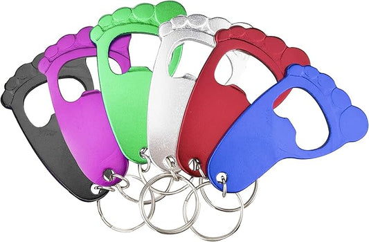 Swatom Foot Shape Bottle Opener with Keychain Key Tag Chain Ring Accessories 6PCS…