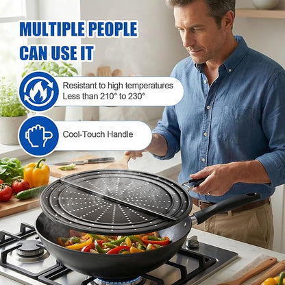 Snowyee Foldable Splatter Screen for Frying Pan, Silicone Grease Splatter Guard Include 3 Different Size 13/11.42/9.84 inch or 33/29 / 25 cm for Kitchen Cooking Pan Cover (1 Piece/Black) - Image 6
