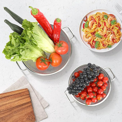 2PCS Colander for Kitchen, 3QT and 5QT, Stainless Steel Colander Strainer with Handle for Fruits Vegetables Cooking Food, Dishwasher Safe - Image 5