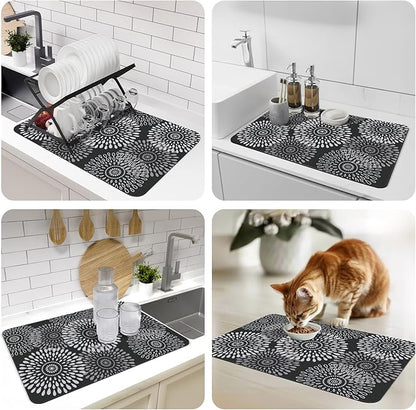 LuxStep Dish Drying Mat Super Absorbent Kitchen Counter Mat Rubber Backing Draining Mat Easy to Clean Kitchen Accessories Dish Rack Pad for Dishes, Utensils, Countertops, Sinks 16" x 24" Black - Image 7