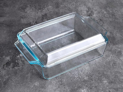 Rectangular Tempered Glass Casserole Dish, Tempered Glass Baking Dish with Glass Cover. Oven, Freezer and Dishwasher Safe.- 1.5 Liter