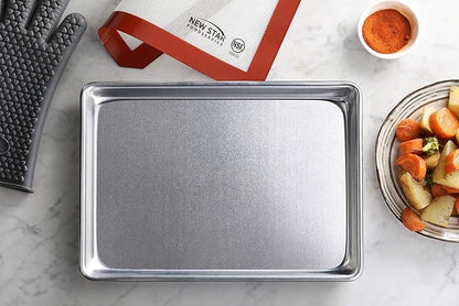 New Star Foodservice Commercial-Grade 18-Gauge Aluminum Sheet Pan/Bun Pan (9 x13 x1 inch (Quarter Size)) - Image 4