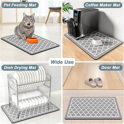 Rnivvi Coffee Mat, 12" x 19" Cute Coffee Bar Mats for Espresso Machine Station Accessories and Organizer, Hide Stain Rubber Backed Absorbent Dish Drying Pad for Kitchen Counter, Abstract Geometric - Image 7